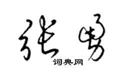 梁锦英张勇草书个性签名怎么写