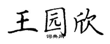 丁谦王园欣楷书个性签名怎么写