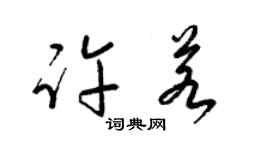 梁锦英许若草书个性签名怎么写