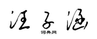 梁锦英汪子涵草书个性签名怎么写