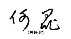 梁锦英何昆草书个性签名怎么写