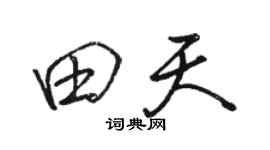 骆恒光田天行书个性签名怎么写