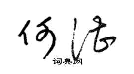 梁锦英何湛草书个性签名怎么写