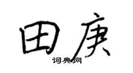 王正良田庚行书个性签名怎么写