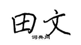 王正良田文行书个性签名怎么写