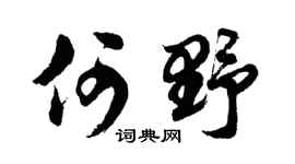 胡问遂何野行书个性签名怎么写