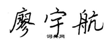 王正良廖宇航行书个性签名怎么写