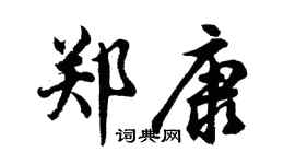 胡问遂郑康行书个性签名怎么写