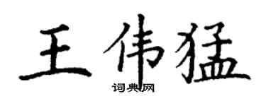 丁谦王伟猛楷书个性签名怎么写