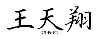 丁谦王天翔楷书个性签名怎么写