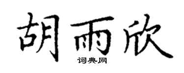 丁谦胡雨欣楷书个性签名怎么写