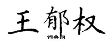 丁谦王郁权楷书个性签名怎么写