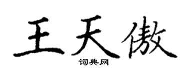 丁谦王天傲楷书个性签名怎么写