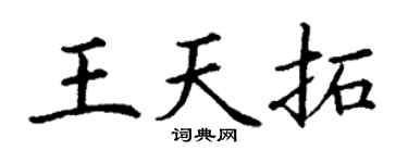 丁谦王天拓楷书个性签名怎么写