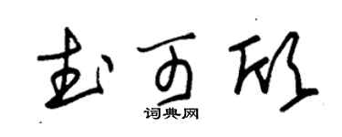 朱锡荣武可欣草书个性签名怎么写