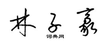 梁锦英林子豪草书个性签名怎么写