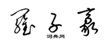 梁锦英罗子豪草书个性签名怎么写