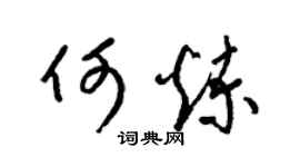 梁锦英何炼草书个性签名怎么写