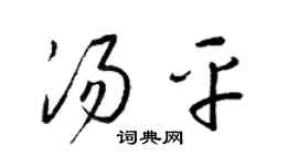 梁锦英汤平草书个性签名怎么写