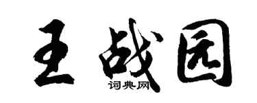 胡问遂王战园行书个性签名怎么写