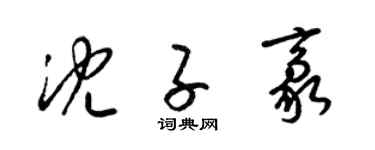 梁锦英沈子豪草书个性签名怎么写