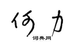 梁锦英何力草书个性签名怎么写