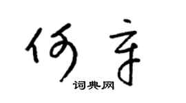 梁锦英何辛草书个性签名怎么写