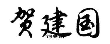 胡问遂贺建国行书个性签名怎么写