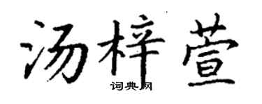 丁谦汤梓萱楷书个性签名怎么写