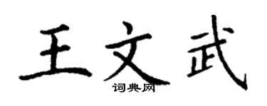 丁谦王文武楷书个性签名怎么写