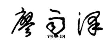 朱锡荣廖雨泽草书个性签名怎么写