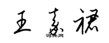 梁锦英王嘉裙草书个性签名怎么写