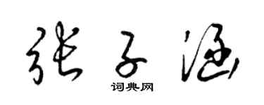 梁锦英张子涵草书个性签名怎么写