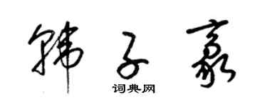 梁锦英韩子豪草书个性签名怎么写