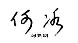 梁锦英何冰草书个性签名怎么写