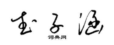 梁锦英武子涵草书个性签名怎么写