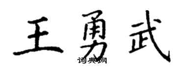 丁谦王勇武楷书个性签名怎么写