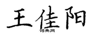 丁谦王佳阳楷书个性签名怎么写