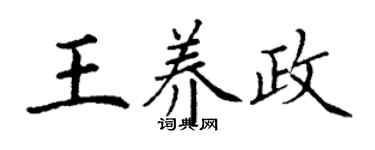 丁谦王养政楷书个性签名怎么写