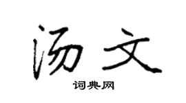 袁强汤文楷书个性签名怎么写