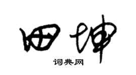 朱锡荣田坤草书个性签名怎么写