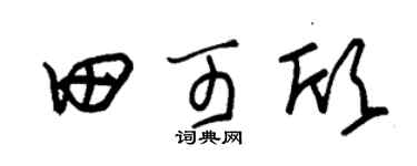 朱锡荣田可欣草书个性签名怎么写