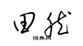 梁锦英田然草书个性签名怎么写