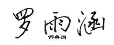 骆恒光罗雨涵行书个性签名怎么写