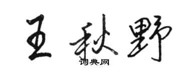 骆恒光王秋野行书个性签名怎么写