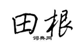 王正良田根行书个性签名怎么写