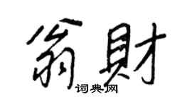 王正良翁财行书个性签名怎么写