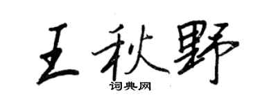 王正良王秋野行书个性签名怎么写