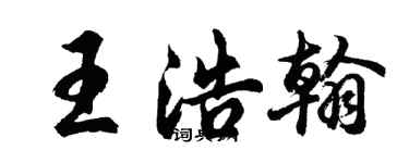 胡问遂王浩翰行书个性签名怎么写