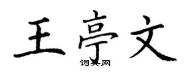 丁谦王亭文楷书个性签名怎么写